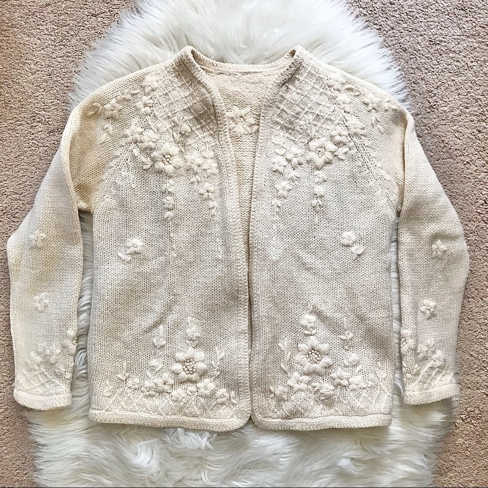 🎄Floral Knit Cardigan Sweater